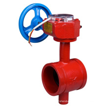 ductile cast iron  fire fighting grooved wafer signal butterfly valve